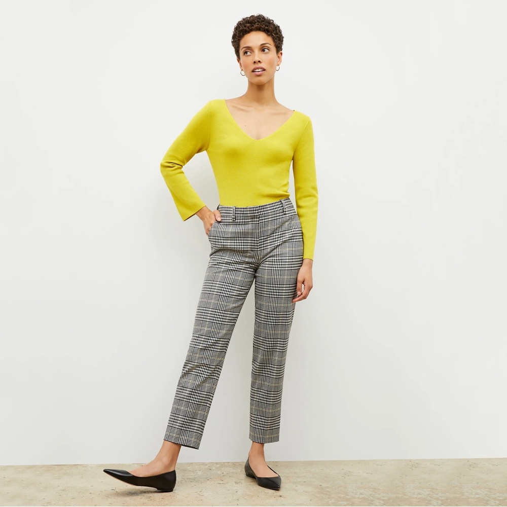 MMLAFLEUR The Mejia Pant in Plaid Sharkskin, Black/Camel/White, Size 0